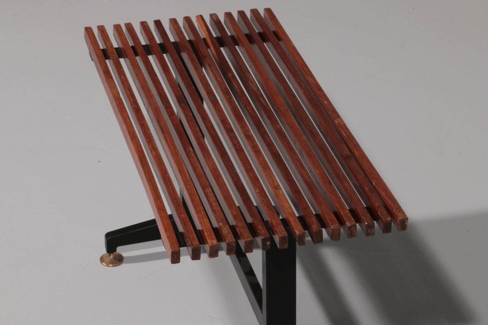 Mid Century Italian Bench 1960s With Black Metal Frame,And Solid Teak Slats photo buy