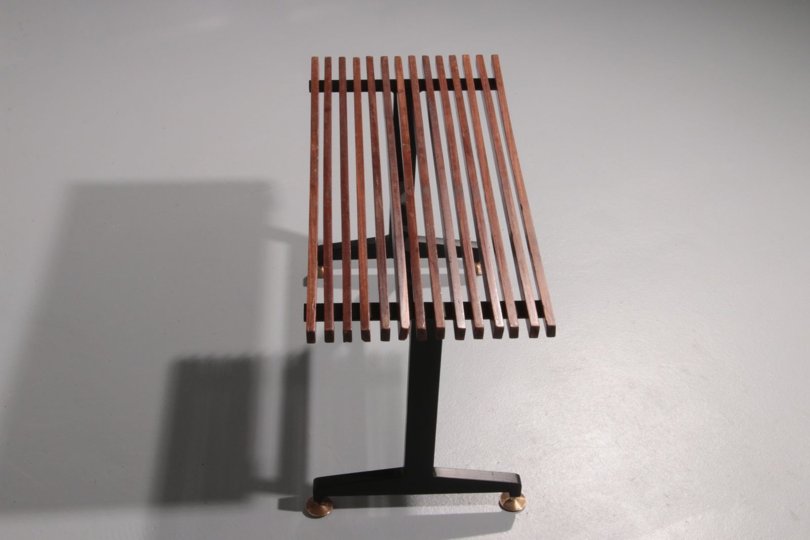 Mid Century Italian Bench 1960s With Black Metal Frame,And Solid Teak Slats photo vintage