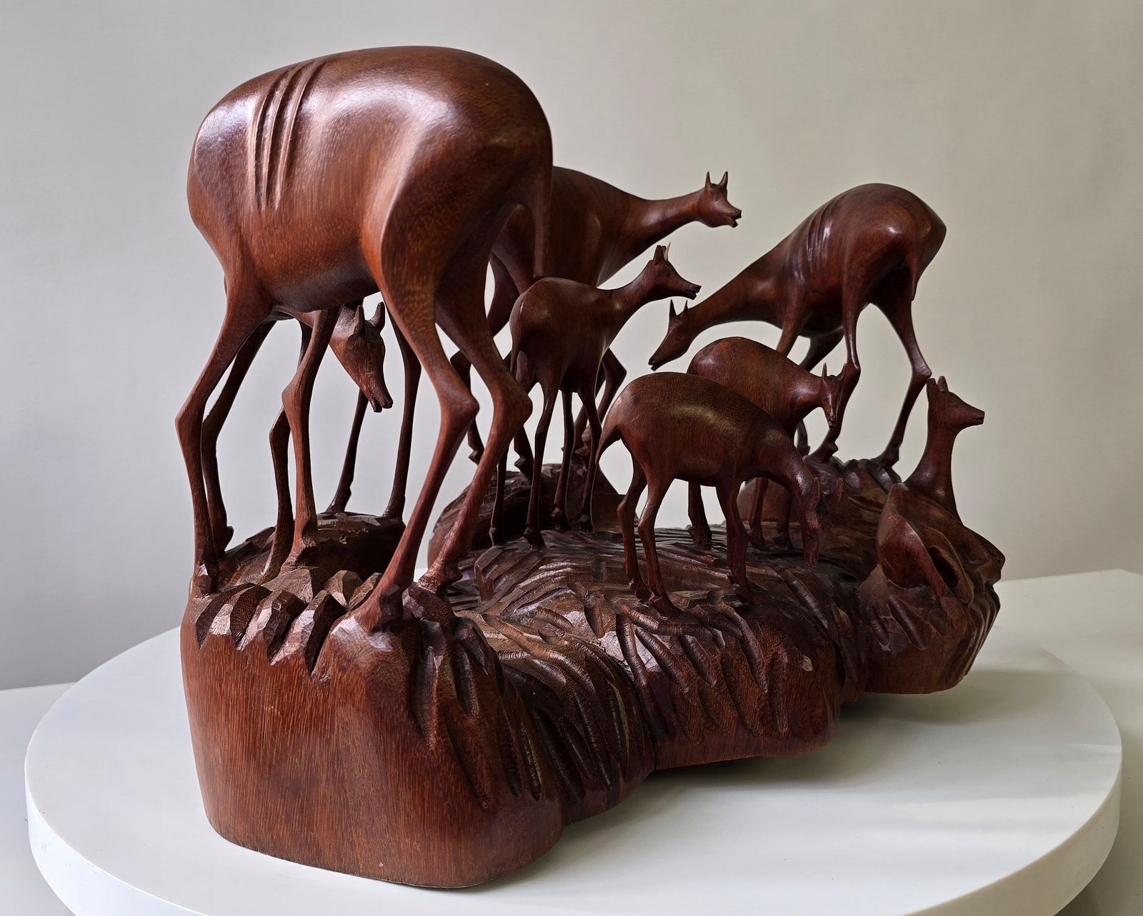 African Wooden Sculpture Of A Deer Family, Belgian Congo, 1950s photo buy