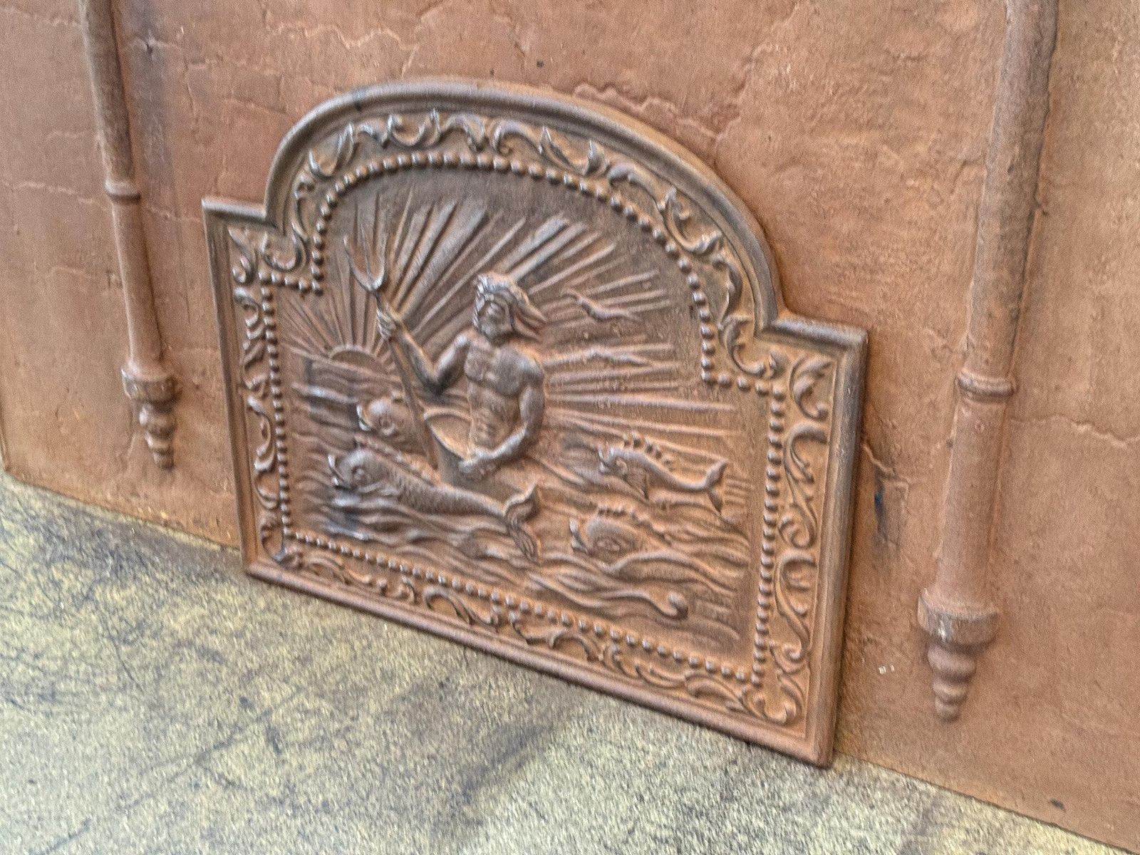 French Art Nouveau Style 'Neptune' Fireback / Backsplash, 20th Century photo 421.0