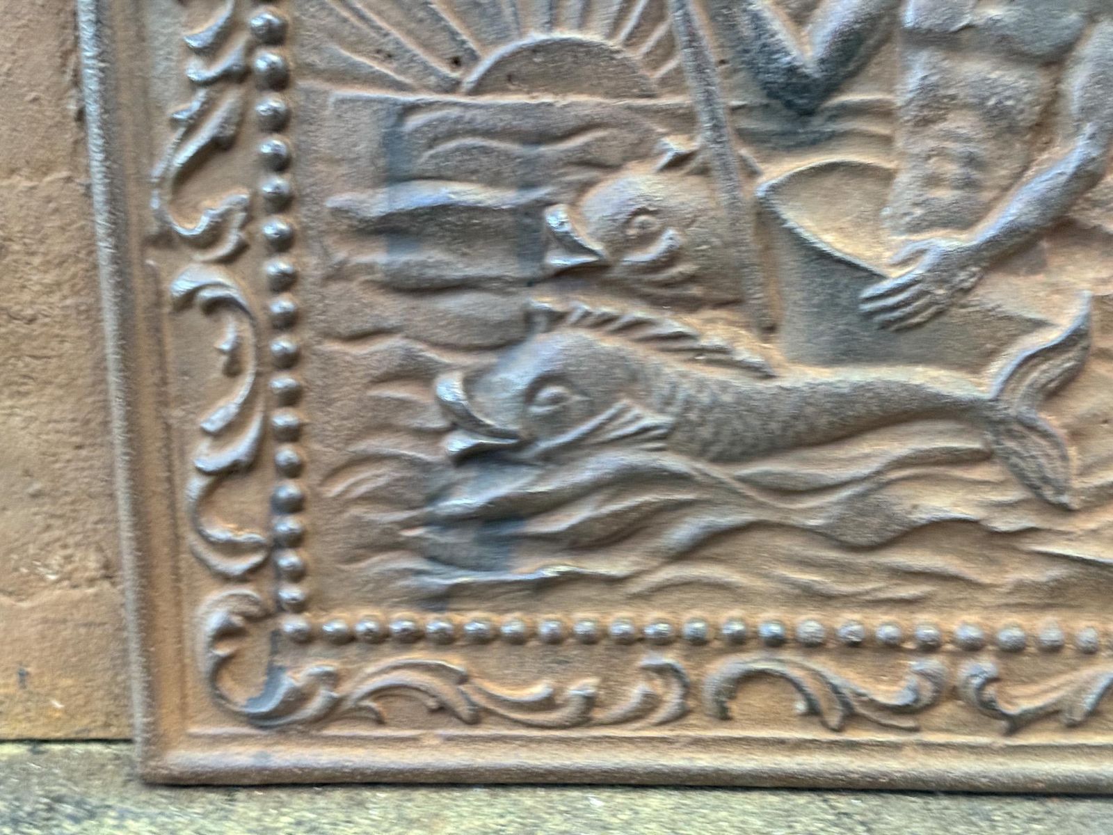 French Art Nouveau Style 'Neptune' Fireback / Backsplash, 20th Century photo vintage