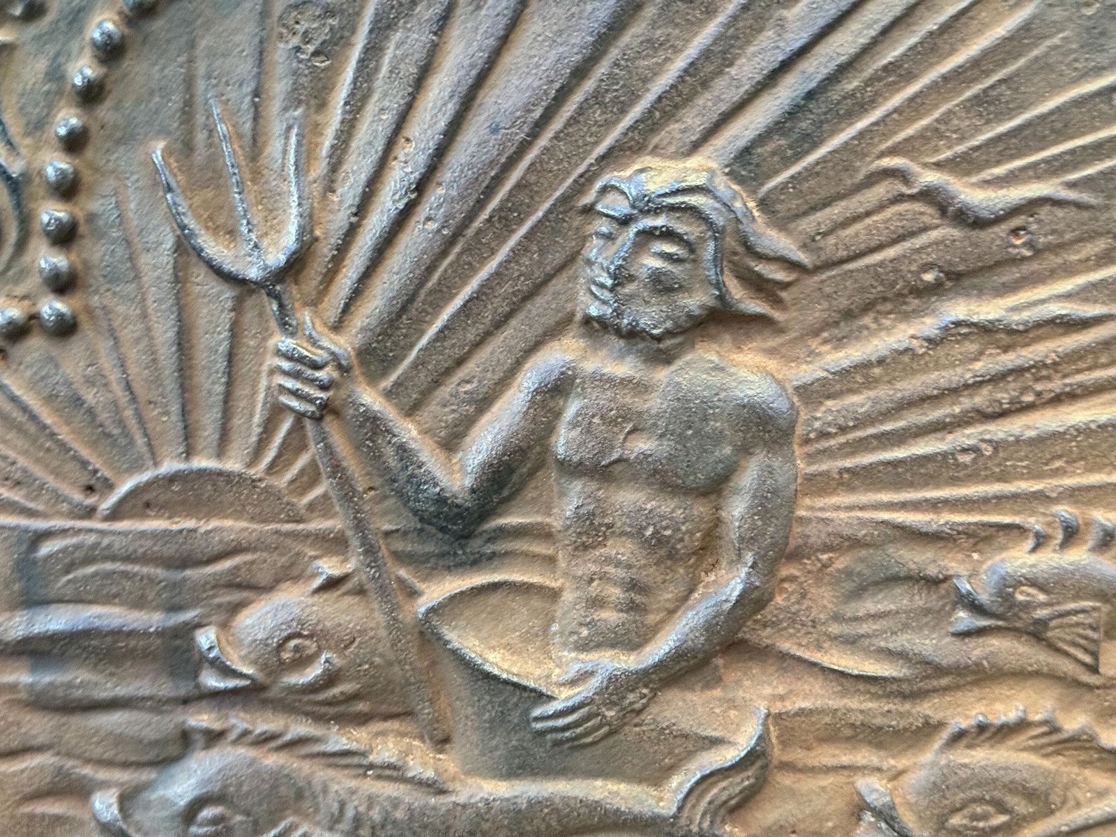 photo furniture French Art Nouveau Style 'Neptune' Fireback / Backsplash, 20th Century