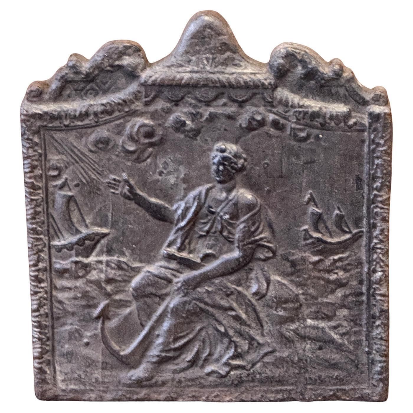 19th Century French Fireback / Backsplash 'Allegory Of Navigation'