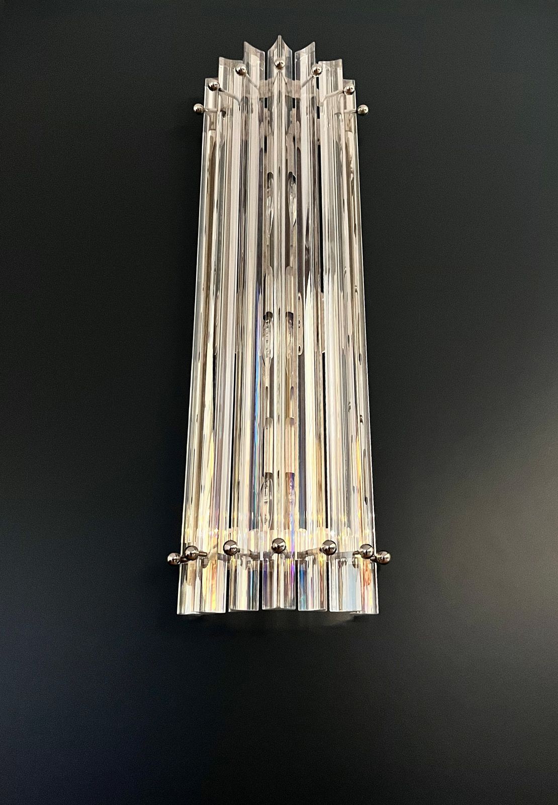 photo buy Pair Of Vintage Murano Wall Sconce – Iridescent Triedri Glass