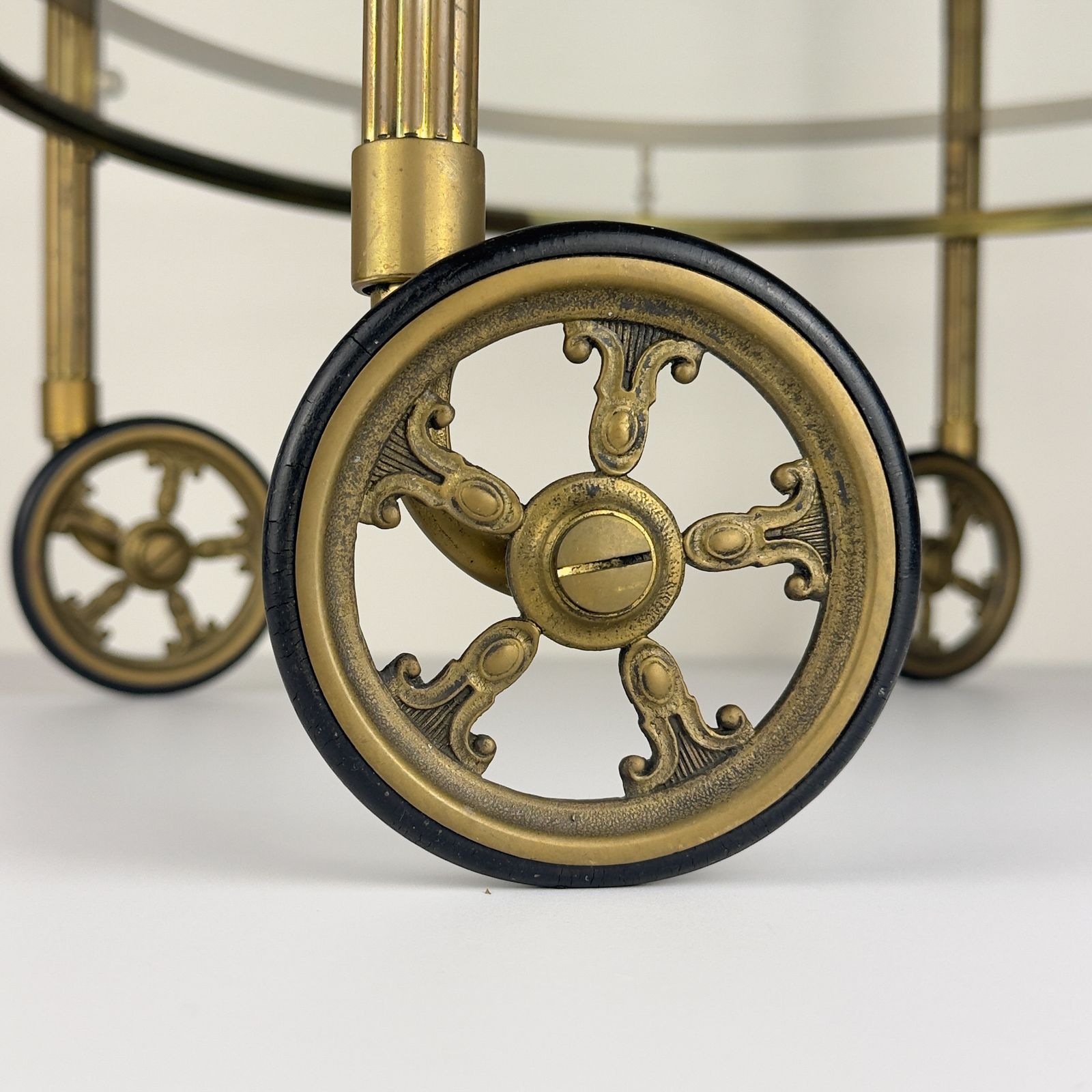 Vintage Brass Bar Cart, France 1950s photo vinterior