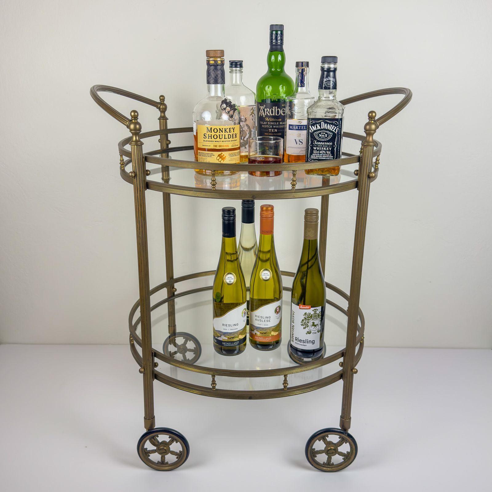 photo for sale Vintage Brass Bar Cart, France 1950s