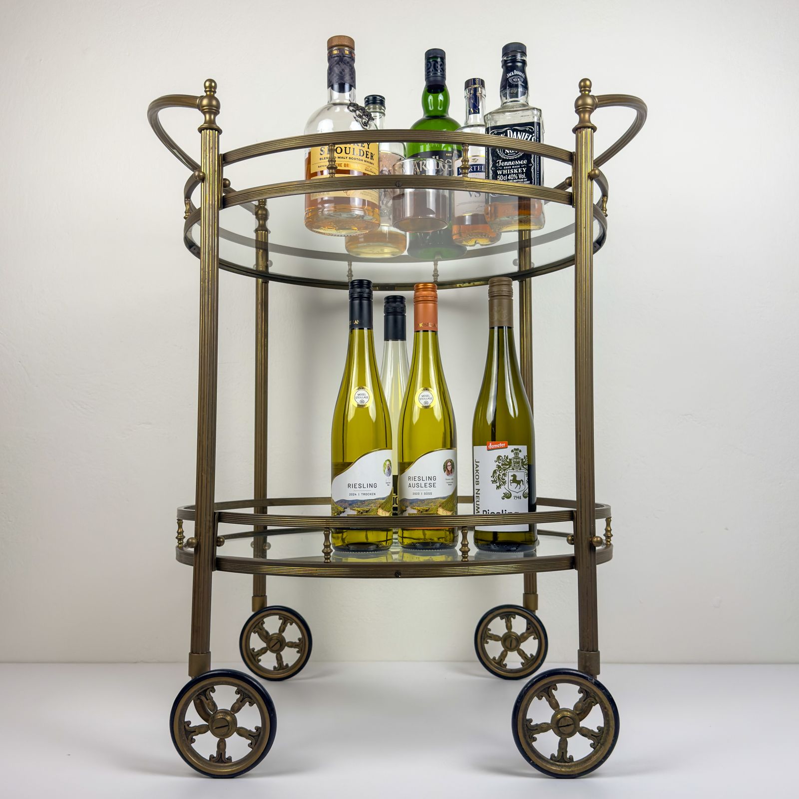 Furniture Vintage Brass Bar Cart, France 1950s photo