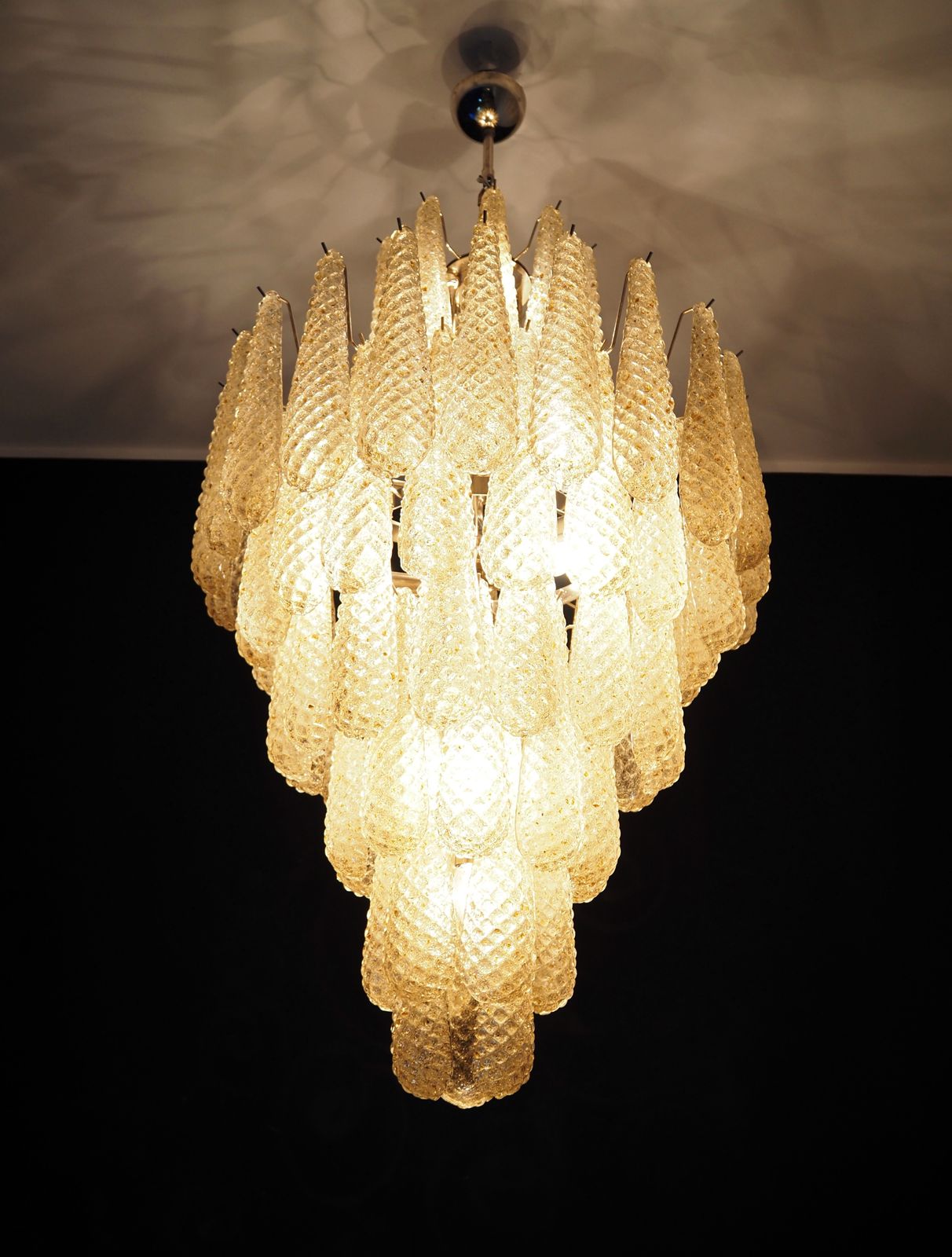 photo buy Huge Italian Vintage Murano Glass Chandelier   85 Glass Amber Petals Drop