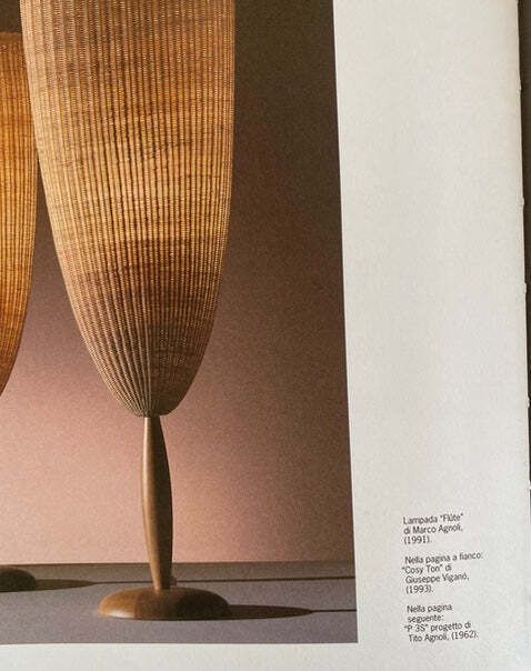 Marco Agnoli For Pierantonio Bonacina / Flûte / 2 X / Xl 180 Cm Wicker Floor Lamps From 1991 photo 3006.0