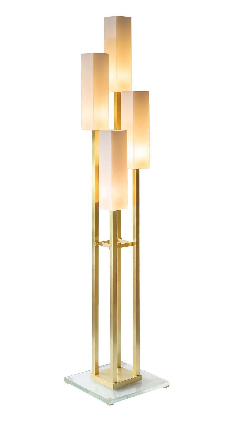 Pair Of Italian Brass And Glass Floor Lamps photo for sale
