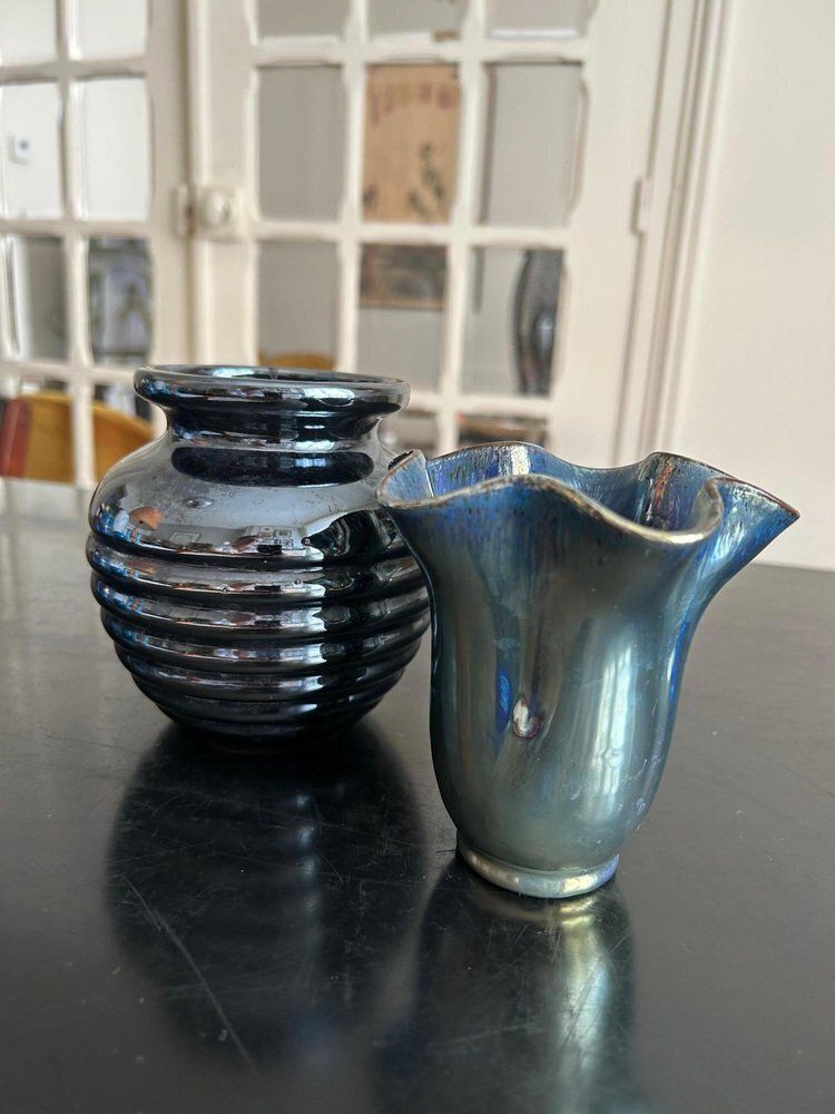 Flamed Stoneware Vases By Rambervillers, 1950s, Set Of 2