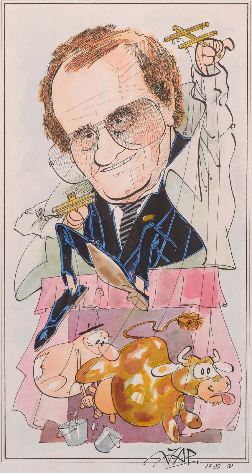 Caricature Of A Puppet Master   Jaume Paltre