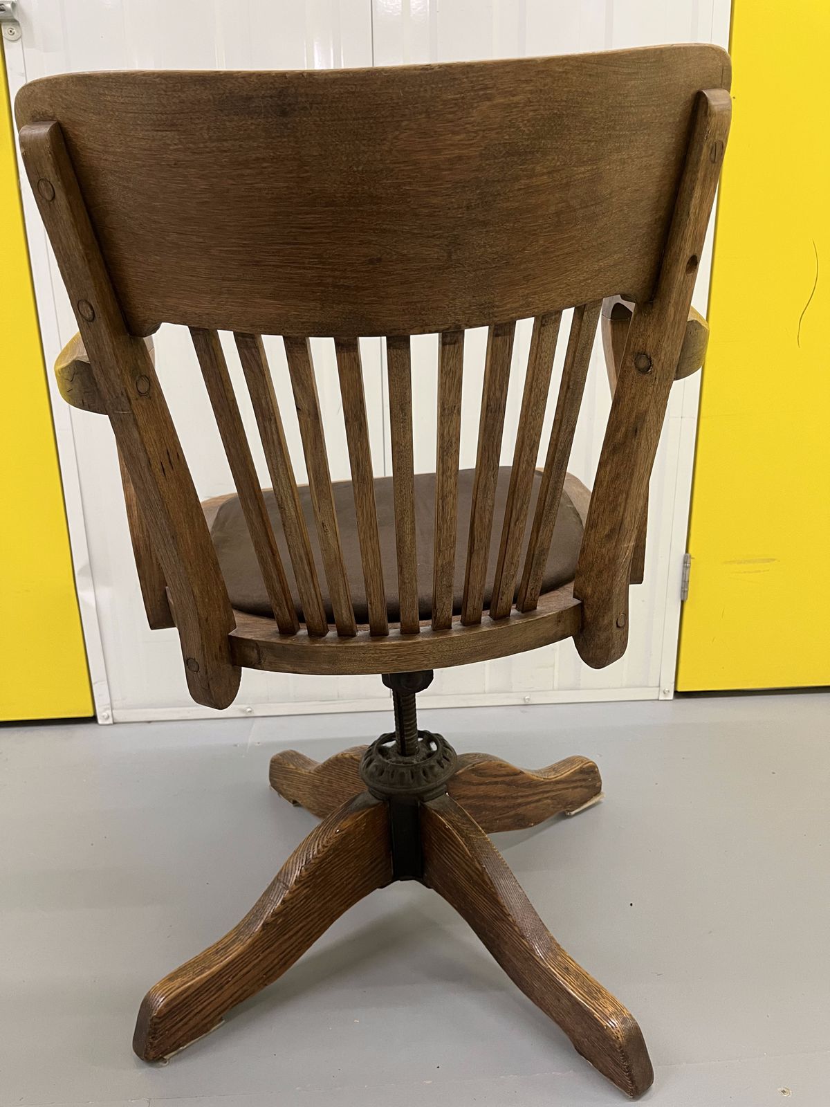 Captain's Chair Victorian Oak Swivel Chair With Iron Detail photo furniture