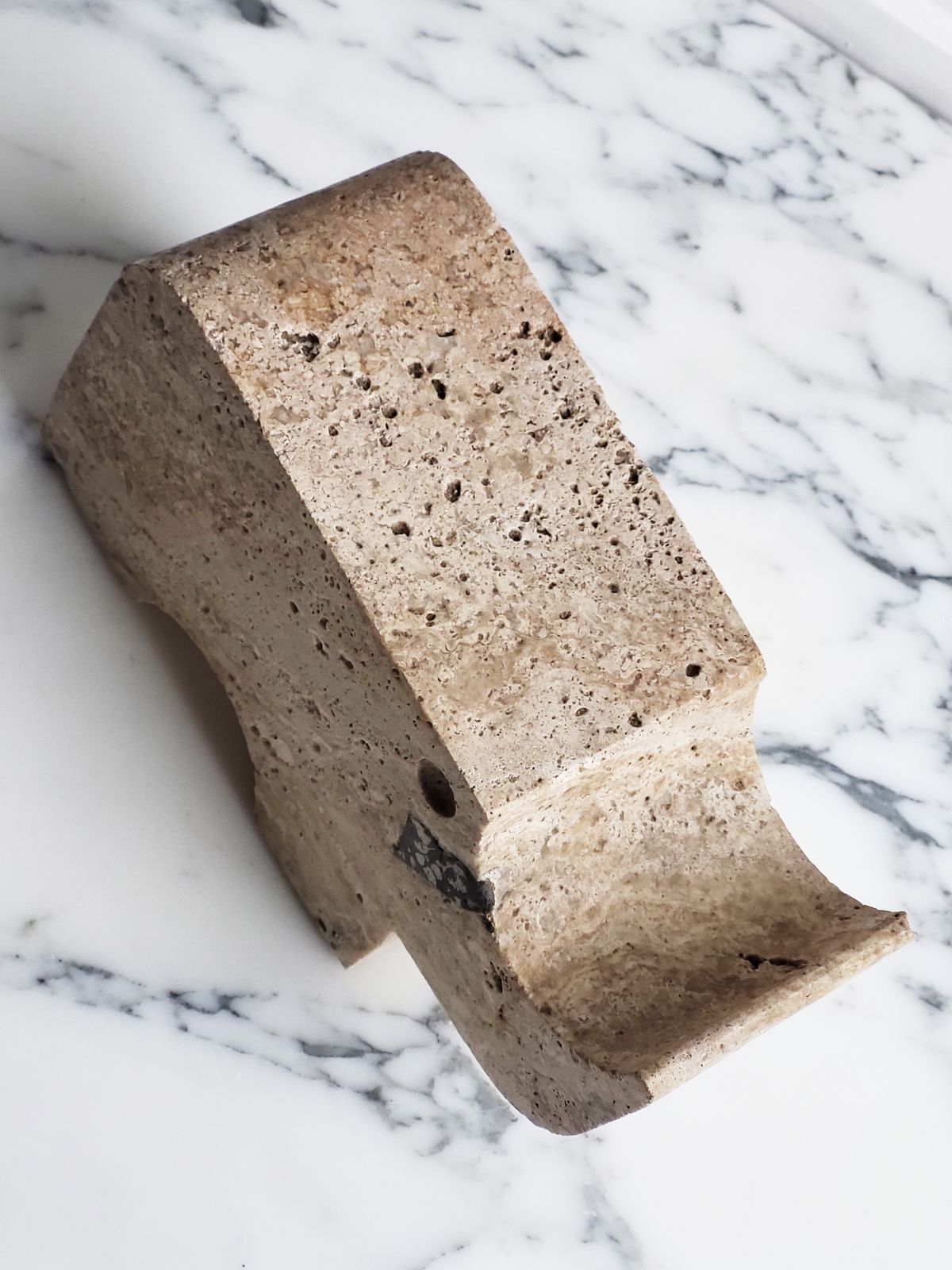photo furniture Travertine Rhino Sculpture By Enzo Mari For Fratelli Mannelli, 1970s