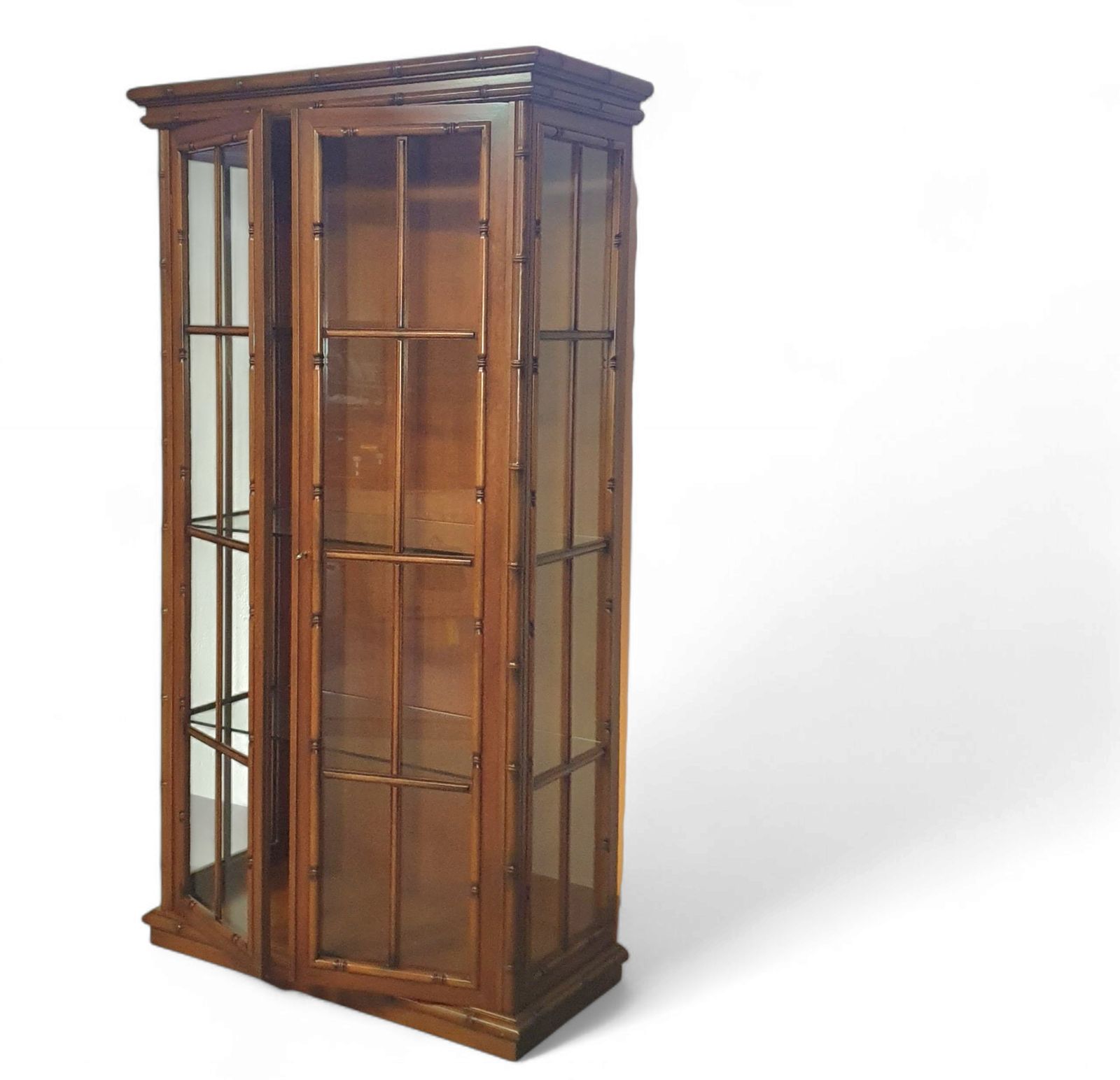 Faux Bamboo Cabinet By Jonathan Adler / Glass Layers / 1980s photo vinterior