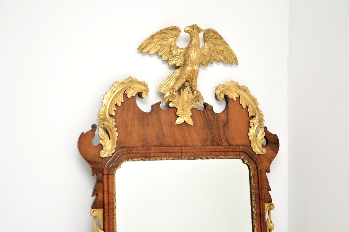 Large Antique Georgian Period Mahogany Parcel Gilt Mirror photo for sale