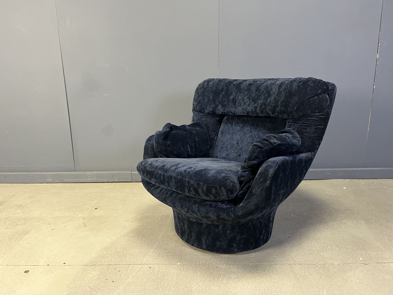 Blue Velvet Lounge Chair 'Karate' By Michel Cadestin, France 1970s photo furniture