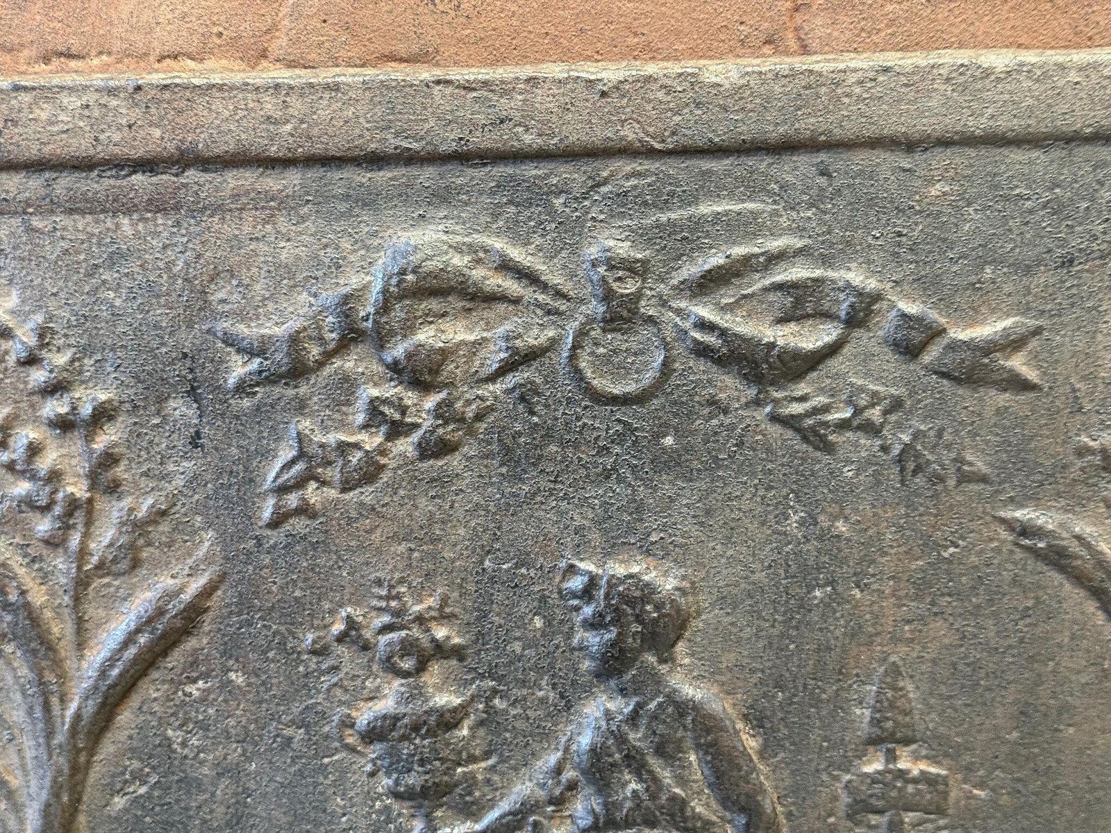 Antique 'Gardening' Fireback' / Backsplash, Neoclassical Period photo vintage