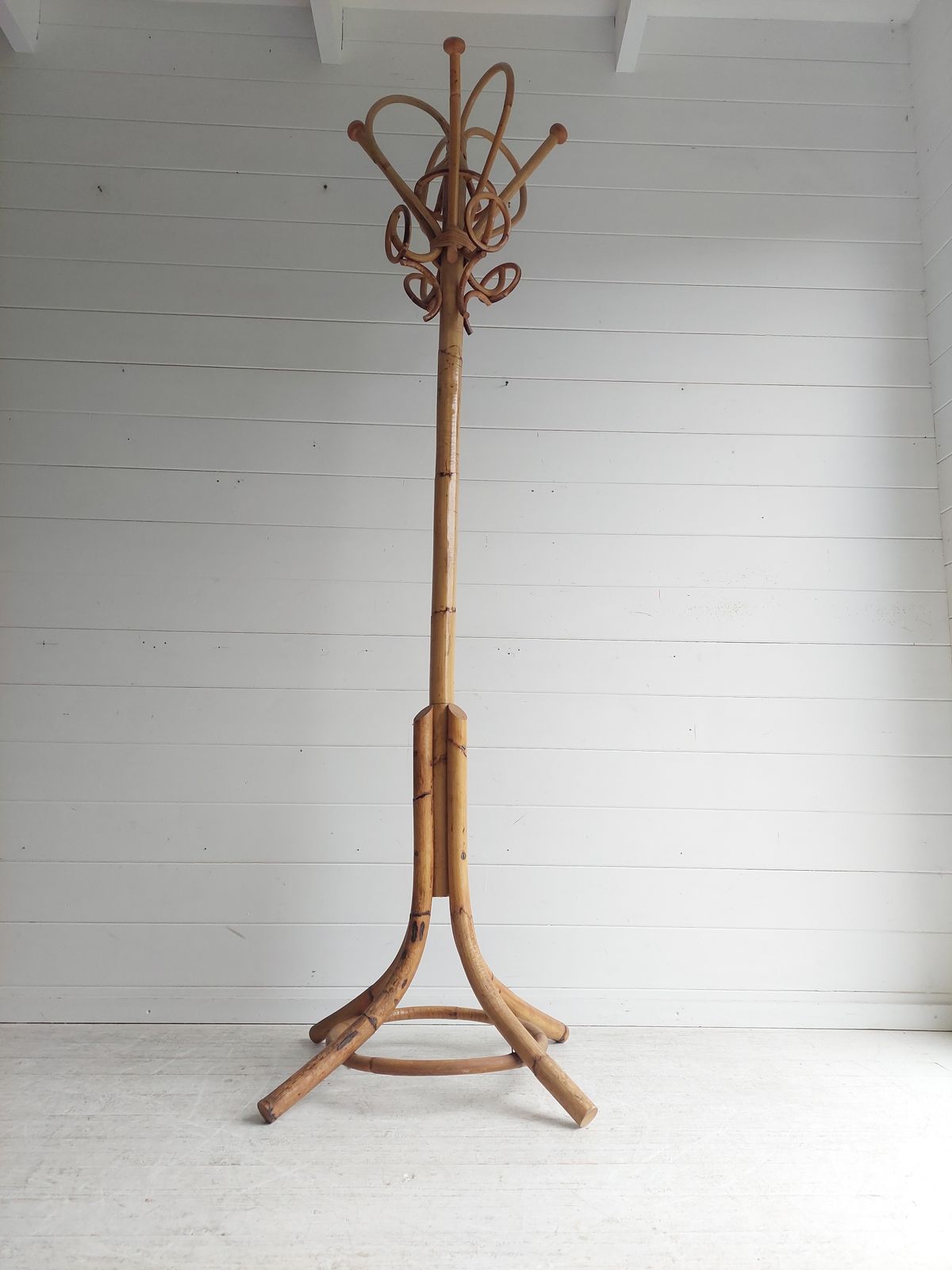Mid Century Bamboo Coat Stand Franco Albini Style Vintage Tree Rack Italy 1960s photo furniture