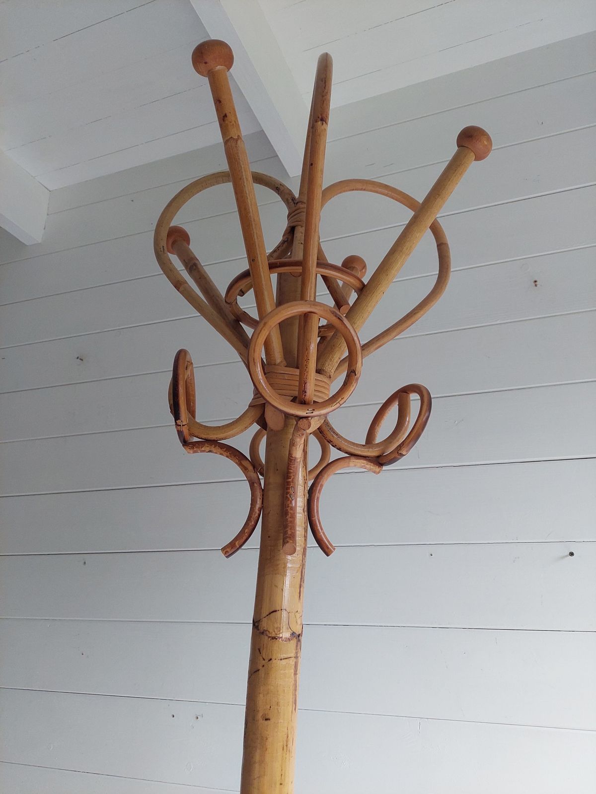 photo vintage Mid Century Bamboo Coat Stand Franco Albini Style Vintage Tree Rack Italy 1960s