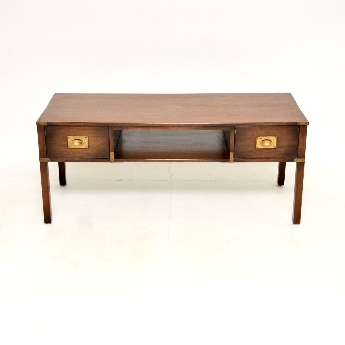 Antique Mahogany Military Campaign Style Coffee Table photo furniture