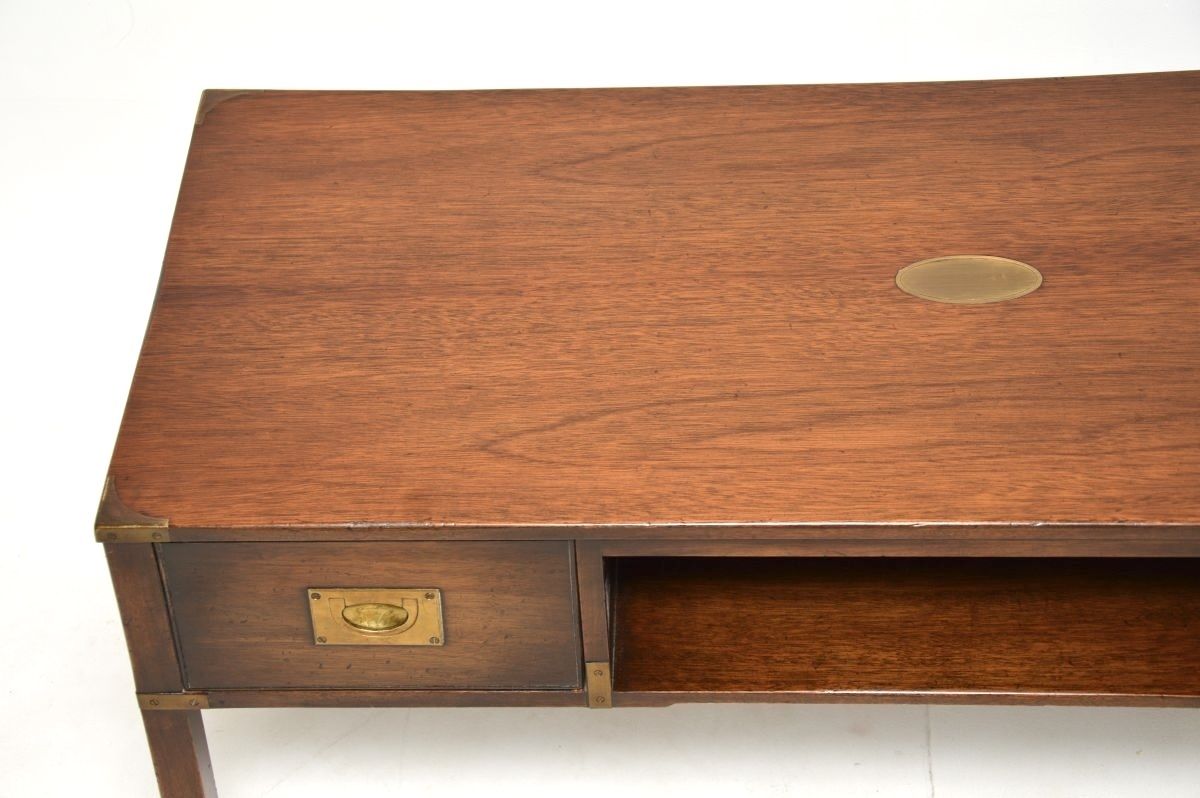 Antique Mahogany Military Campaign Style Coffee Table photo vinterior