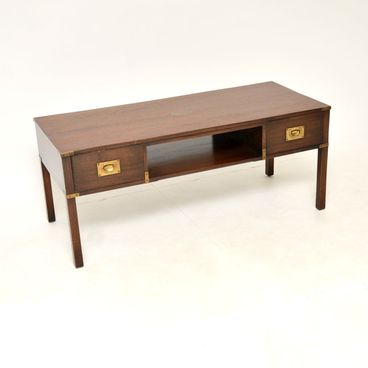 photo for sale Antique Mahogany Military Campaign Style Coffee Table
