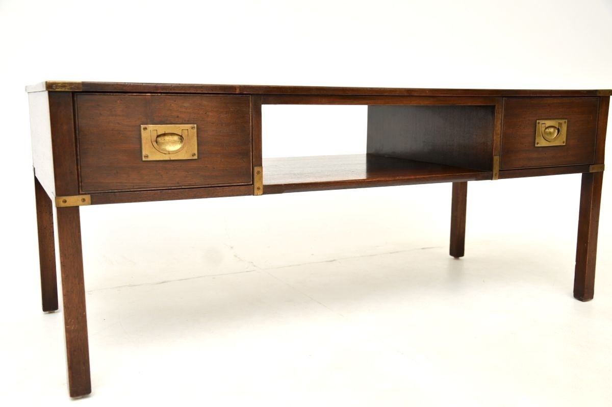 975.0 Antique Mahogany Military Campaign Style Coffee Table photo