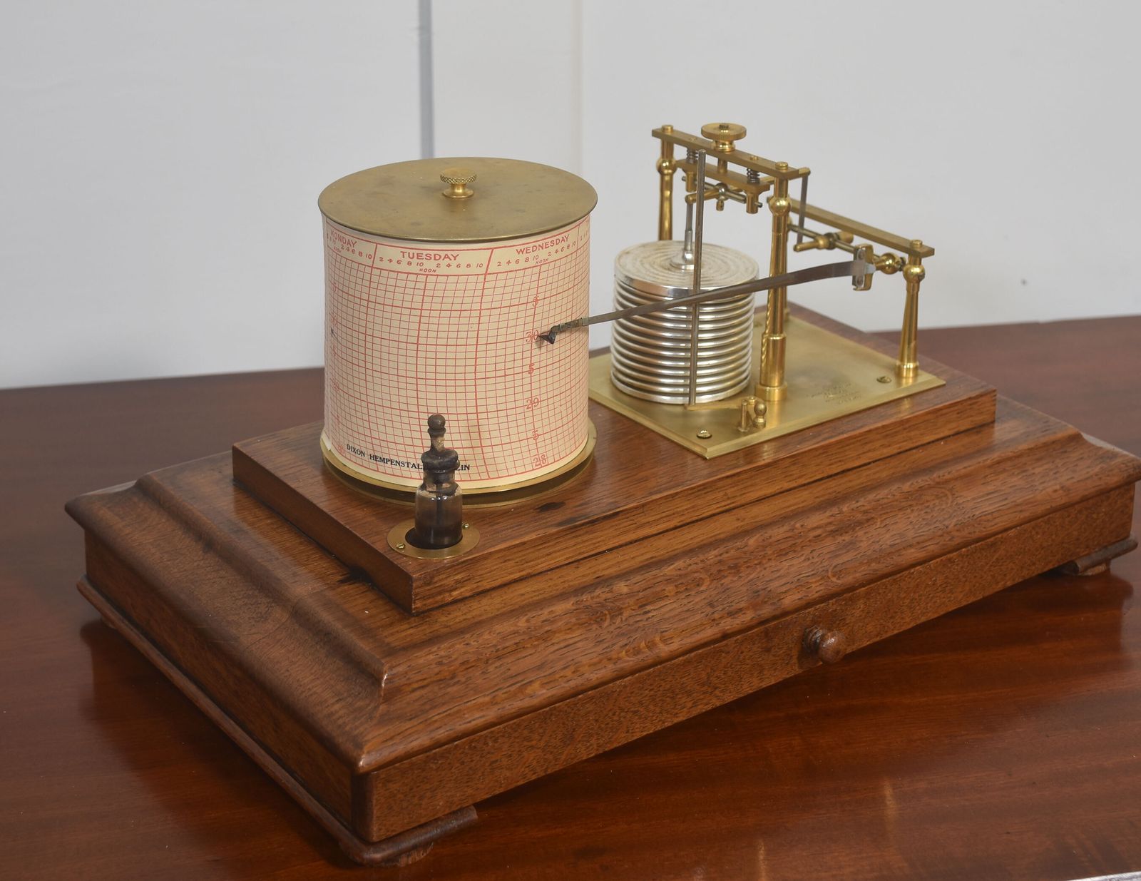 Antique Oak Barograph By Short & Mason, England photo vinterior