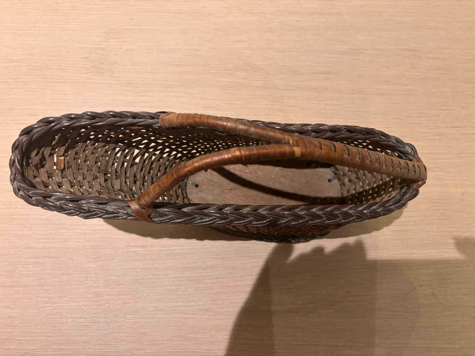 photo for sale Wicker Wine Bottle Holder – French Rattan Wine Cradle Basket – 1970s