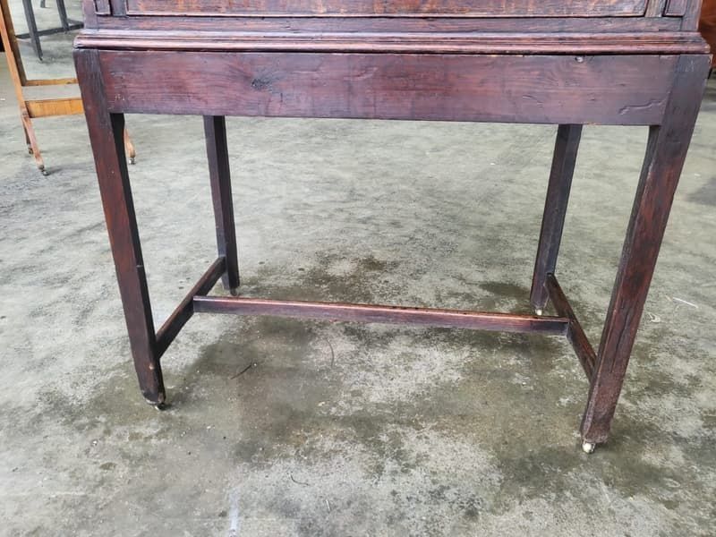 Antique Victorian Oak Bureau Desk Legs Castors Drawers photo Furniture