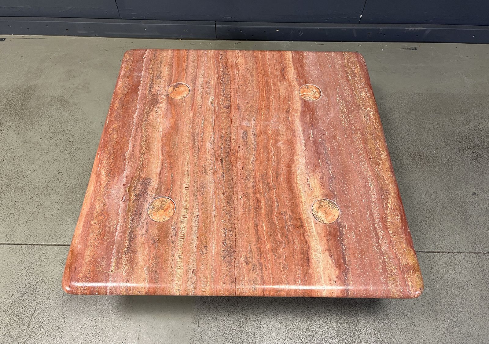 4000.0 Angelo Mangiarotti Red Travertine Coffee Table For Up&Up, Italy photo