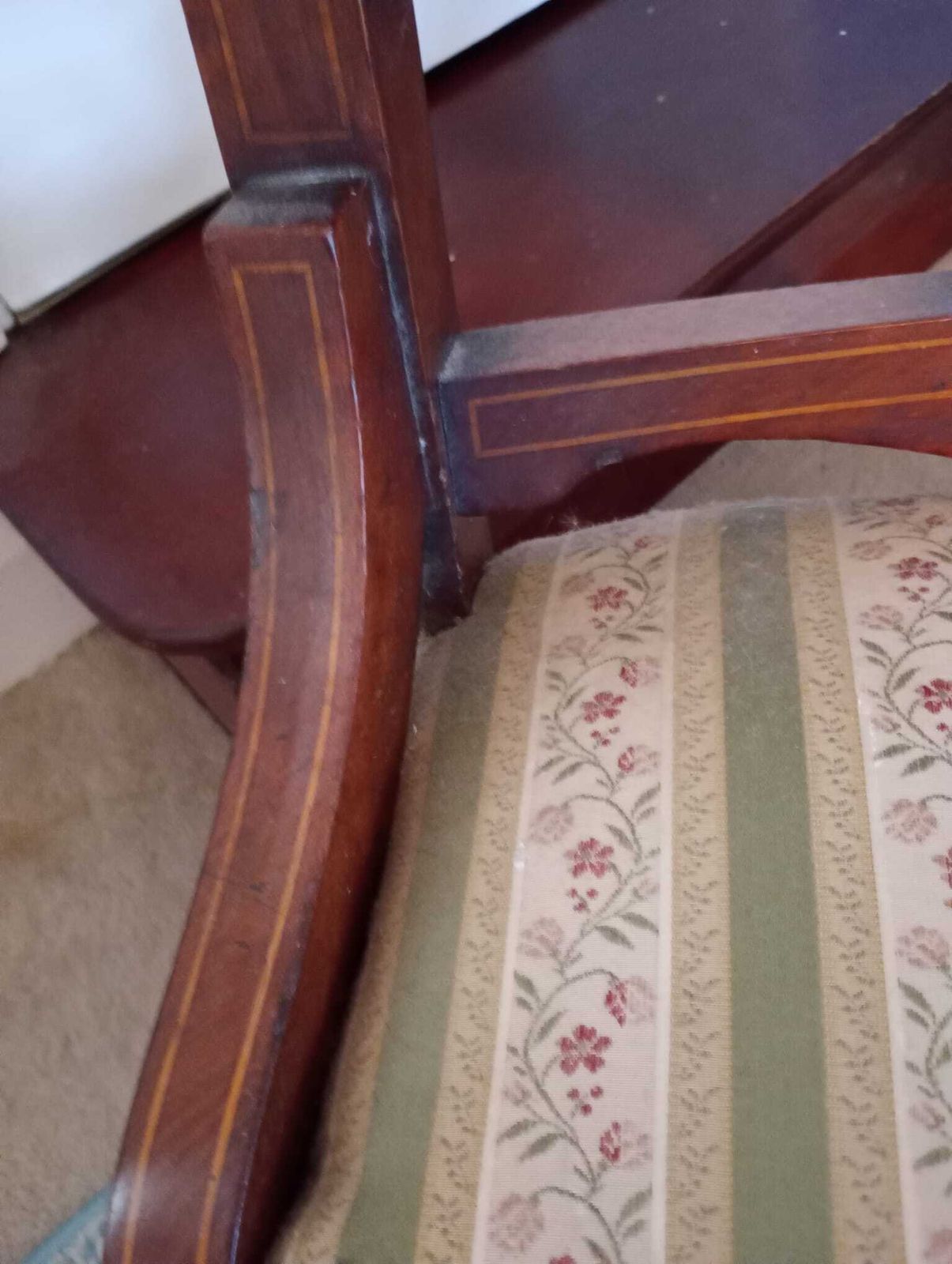 photo for sale Victorian Arts And Crafts Upholstered Inlaid Parlour/Nursing Chair
