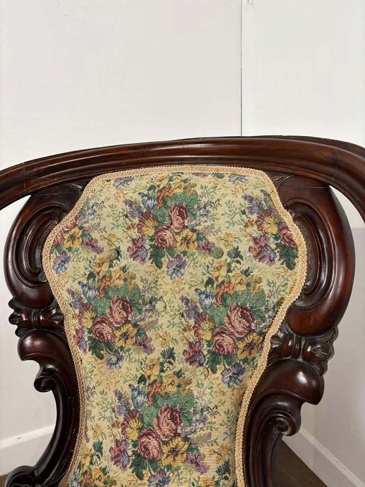 Victorian Mahogany Nursing Chair photo vintage