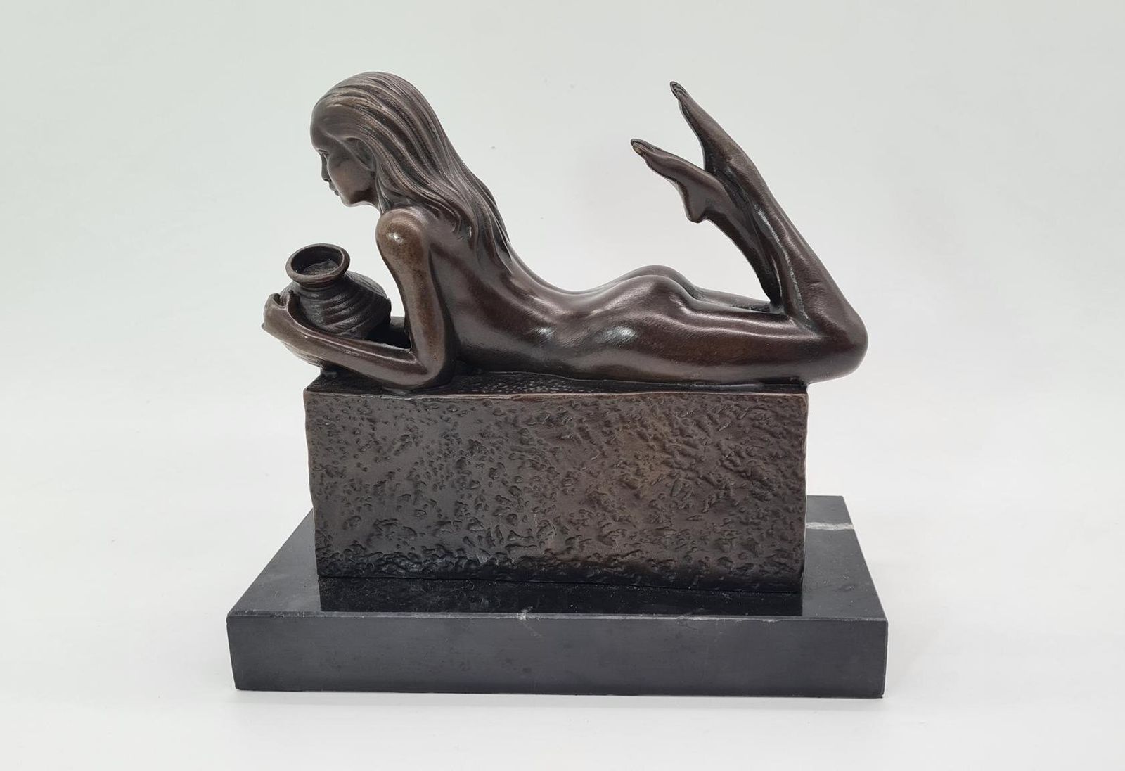 416.0 20th Century Bronze Aquarius Woman Figure From Pino, 1970s photo