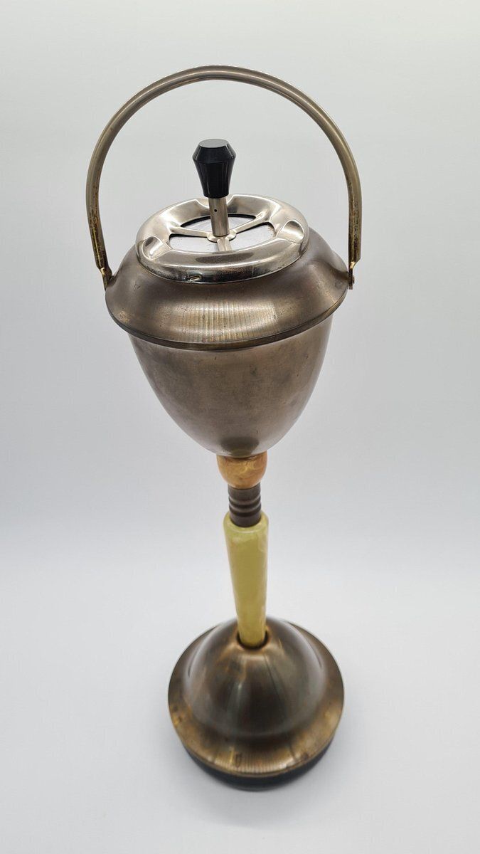 Standing Ashtray In Beige Onyx And Bronze Metal, Austria, 1960 photo Home Decor