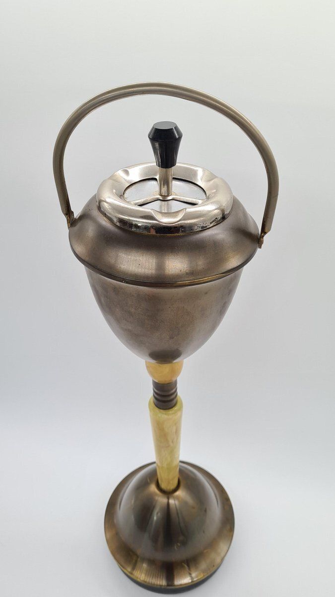 Standing Ashtray In Beige Onyx And Bronze Metal, Austria, 1960 photo 278.0