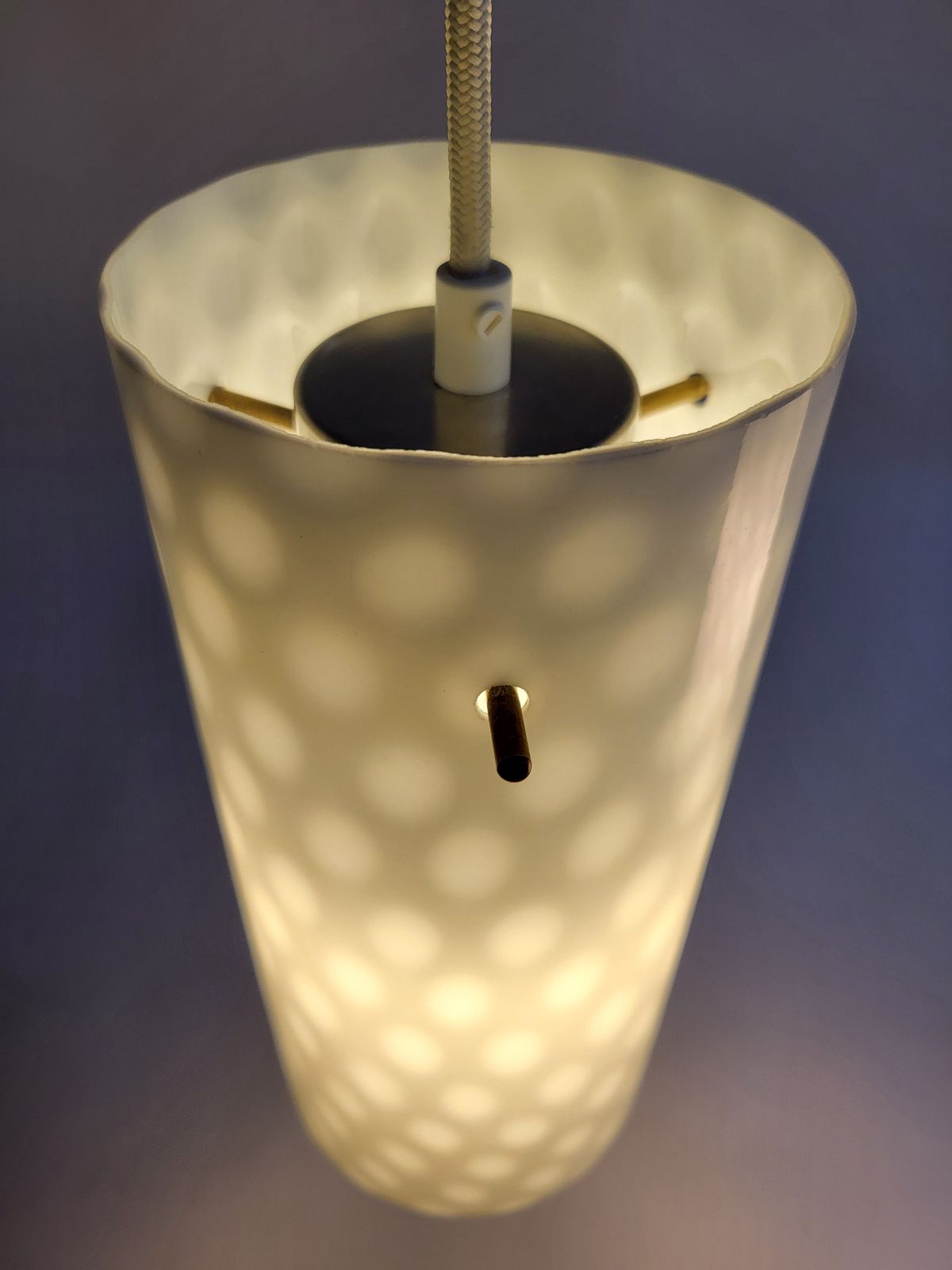 Set Of 3 Mid Century Polkadot Pendant Glass Lights By Rupert Nikoll, 1950s photo buy