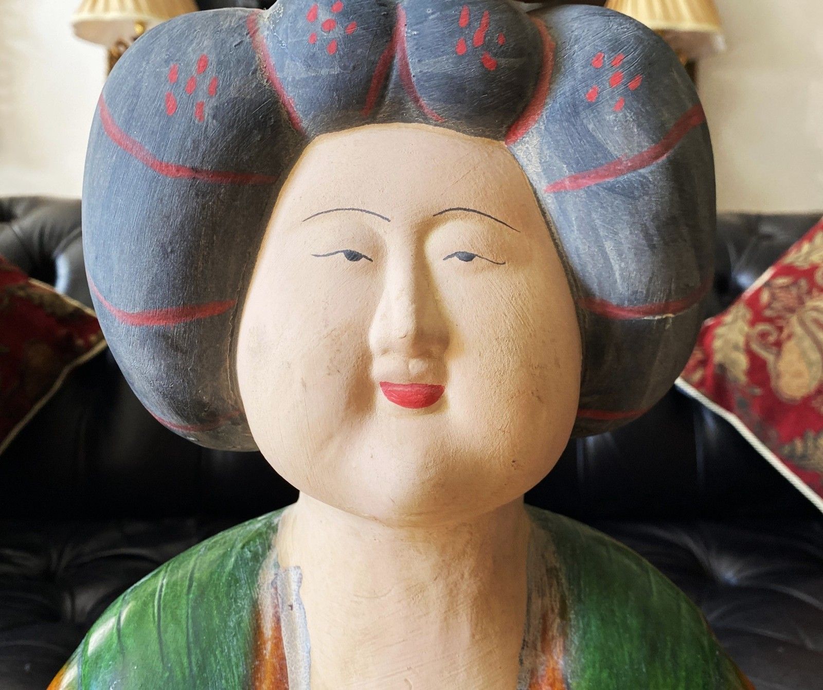 Pair 1930s Sancai Glazed Chinese Pottery Sculptures Tang Dynasty Style Musicians photo vinterior