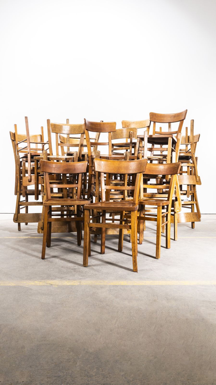 photo furniture 1950's Simple Warm Oak Bentwood Café Chairs   Set Of Four