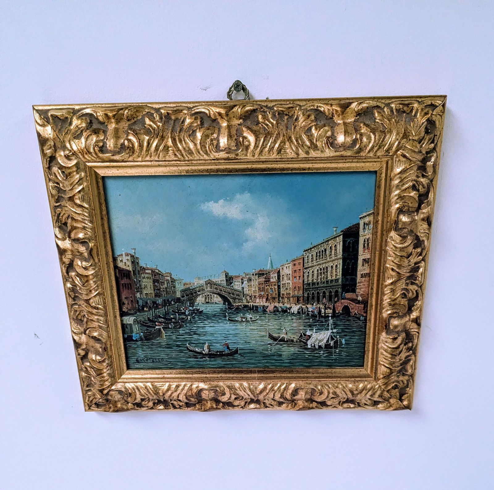 Beautiful Opulent Paolo Lucatello Rare Venetian River Scene 0162. photo vinterior
