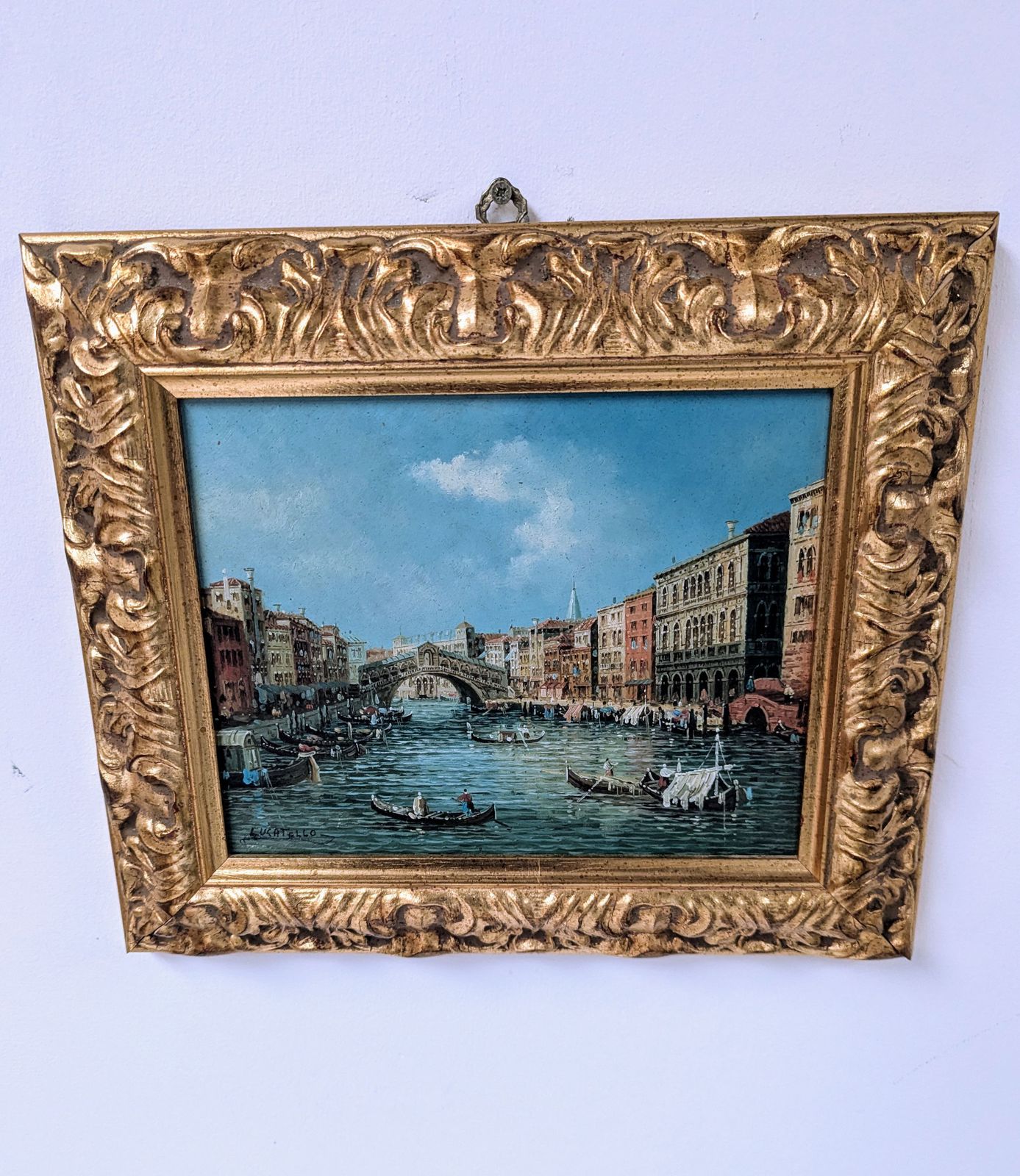 Beautiful Opulent Paolo Lucatello Rare Venetian River Scene 0162. photo buy