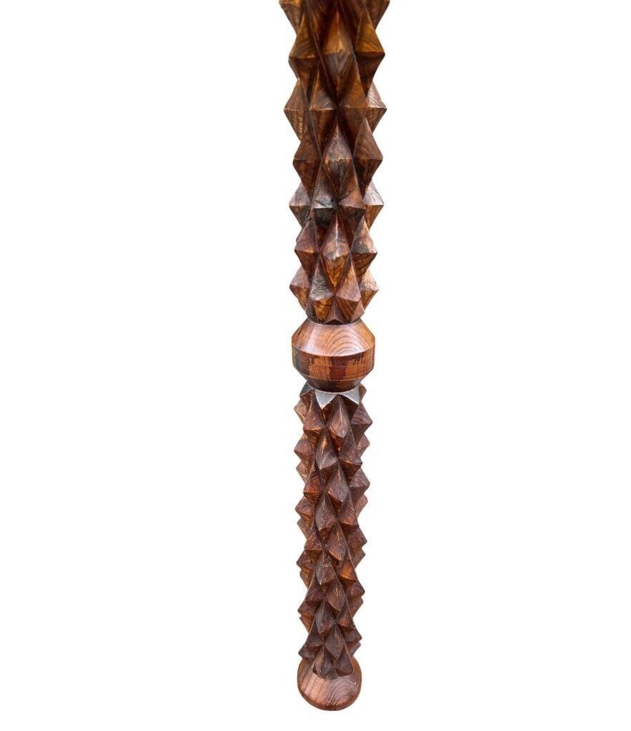 An Unusual French 1940s Brutalist Oak Floor Lamp Attributed To Charles Dudouyt photo vinterior
