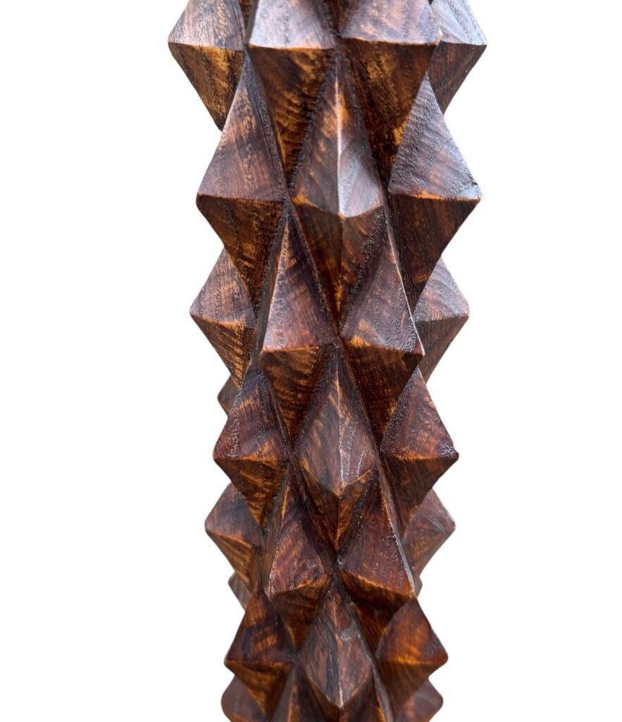 An Unusual French 1940s Brutalist Oak Floor Lamp Attributed To Charles Dudouyt photo vintage