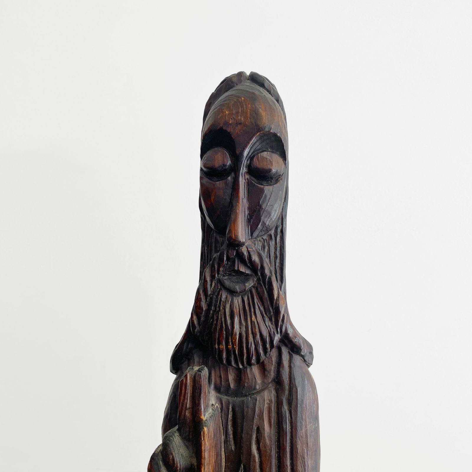 Saint Pauls Flanders Statue In Oak Wood Ecclesiastical Art Tall Big Sculpture, 1910s photo vintage