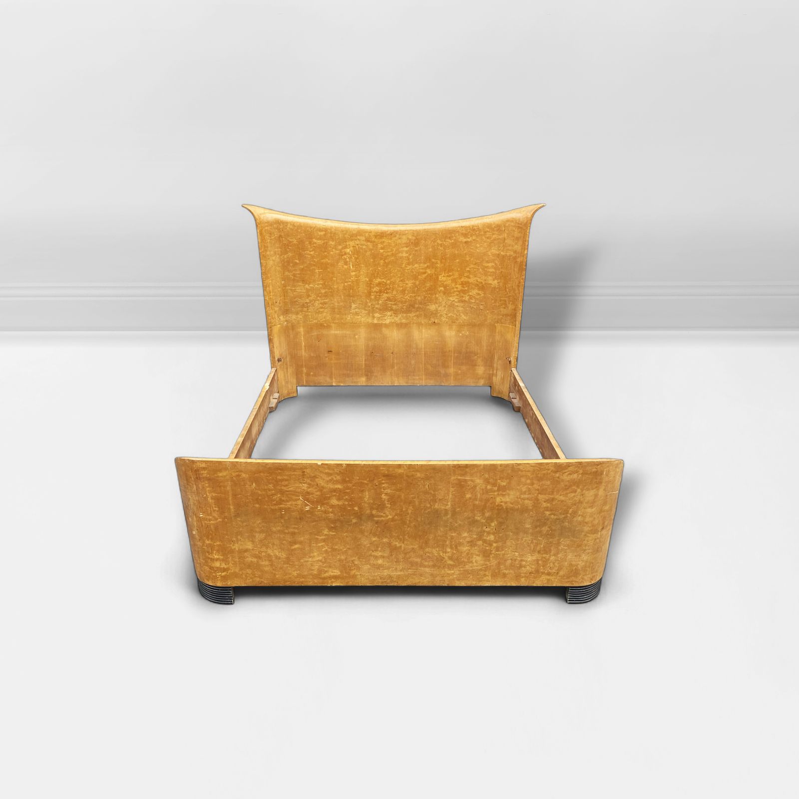1940s Guglielmo Ulrich For Valzania Art Deco King Bed 160cm Mattress Burl Wood Bedroom photo for sale