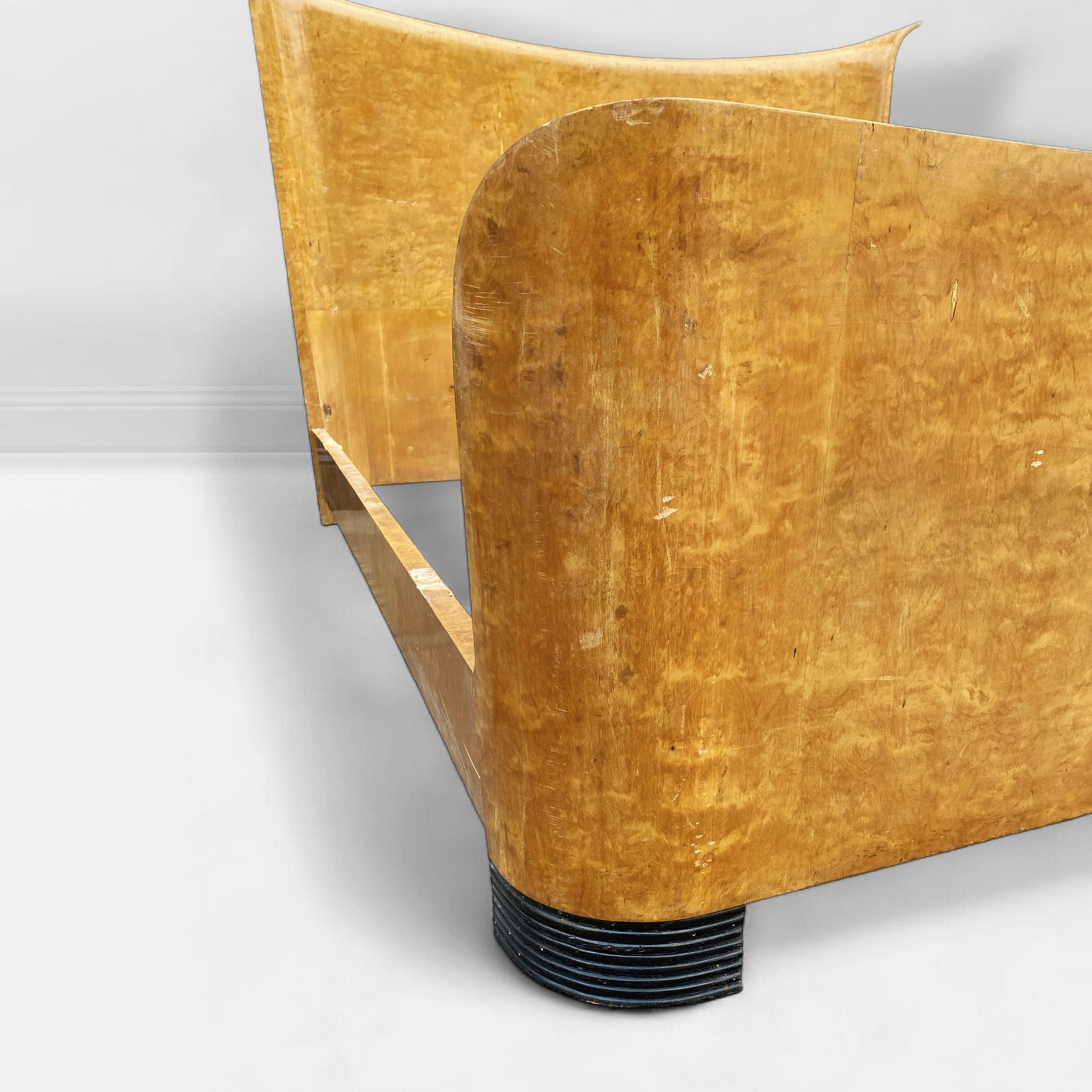 1940s Guglielmo Ulrich For Valzania Art Deco King Bed 160cm Mattress Burl Wood Bedroom photo vinterior