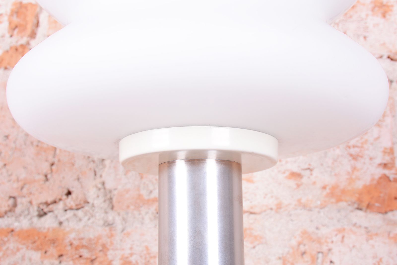 Restored Mid Century Table Lamp, By Napako, Aluminium, Milk Glass, Czech, 1960s photo for sale