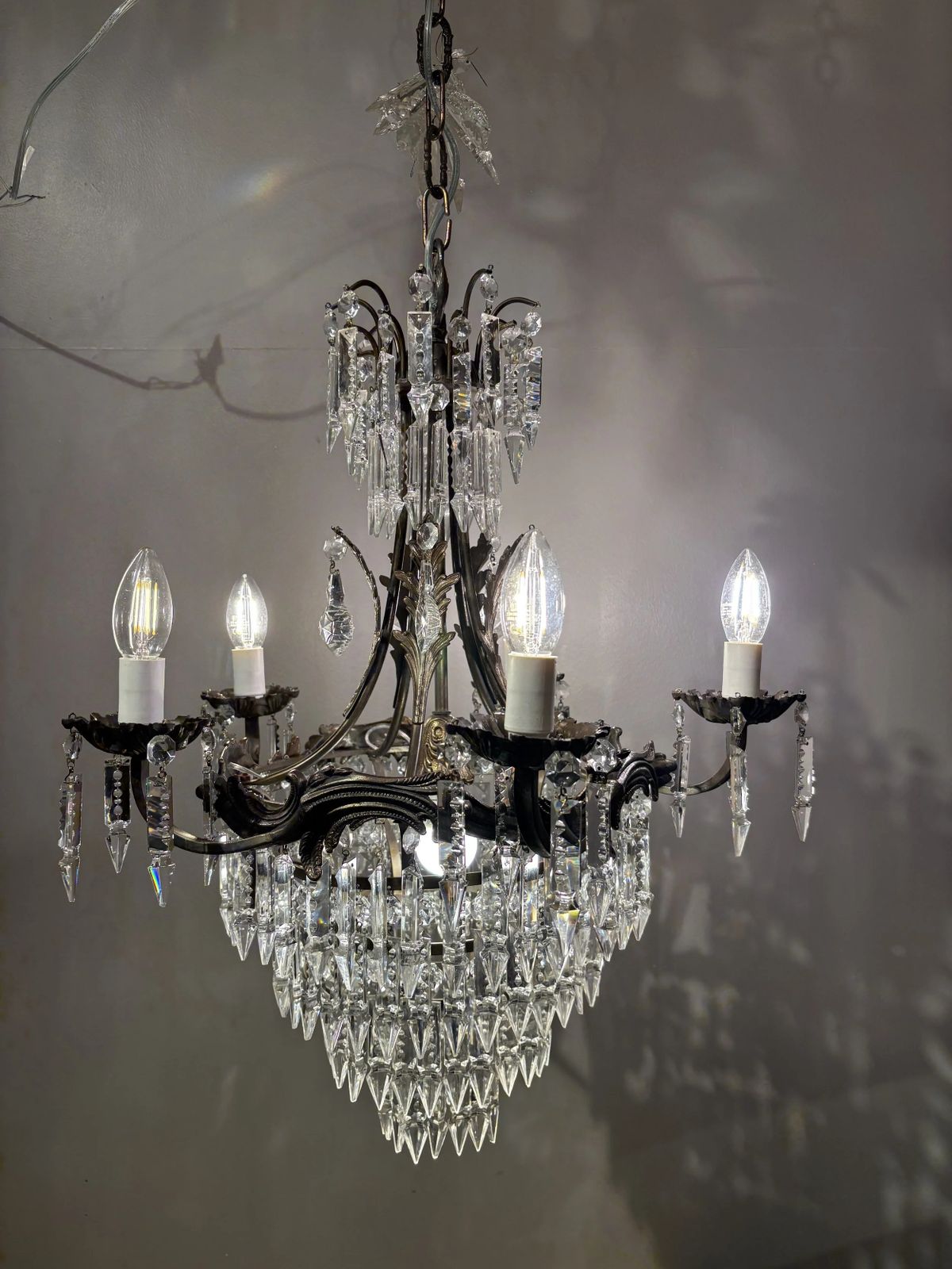 photo furniture Antique Crystal Empire Style Italian Chandelier, 1950s