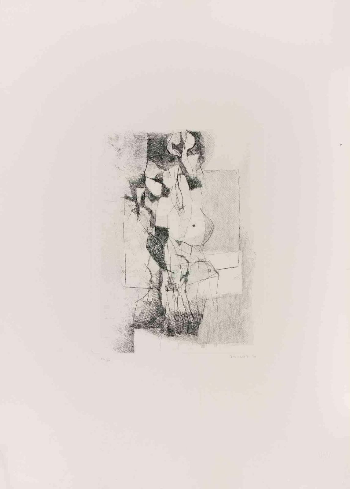 Enzo Brunori Abstract Composition   Etching By Enzo Brunori   1977 1977
